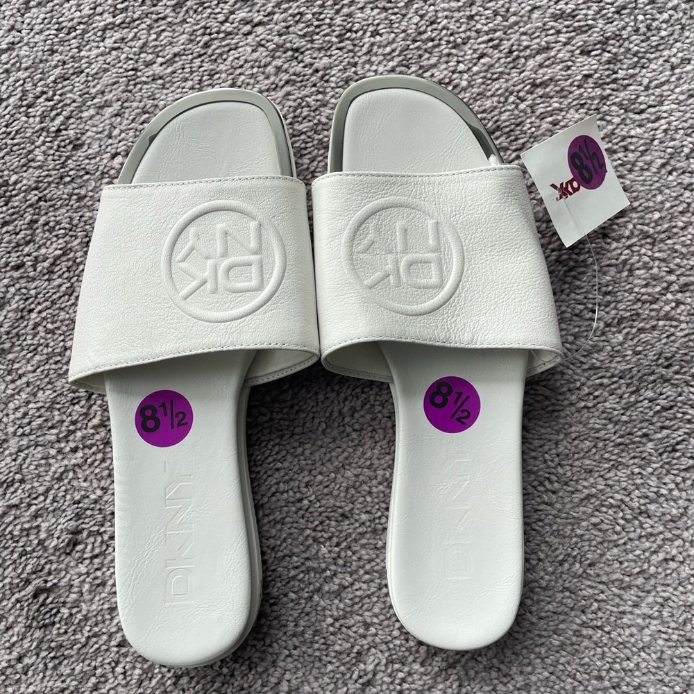 White DKNY Slides NWT